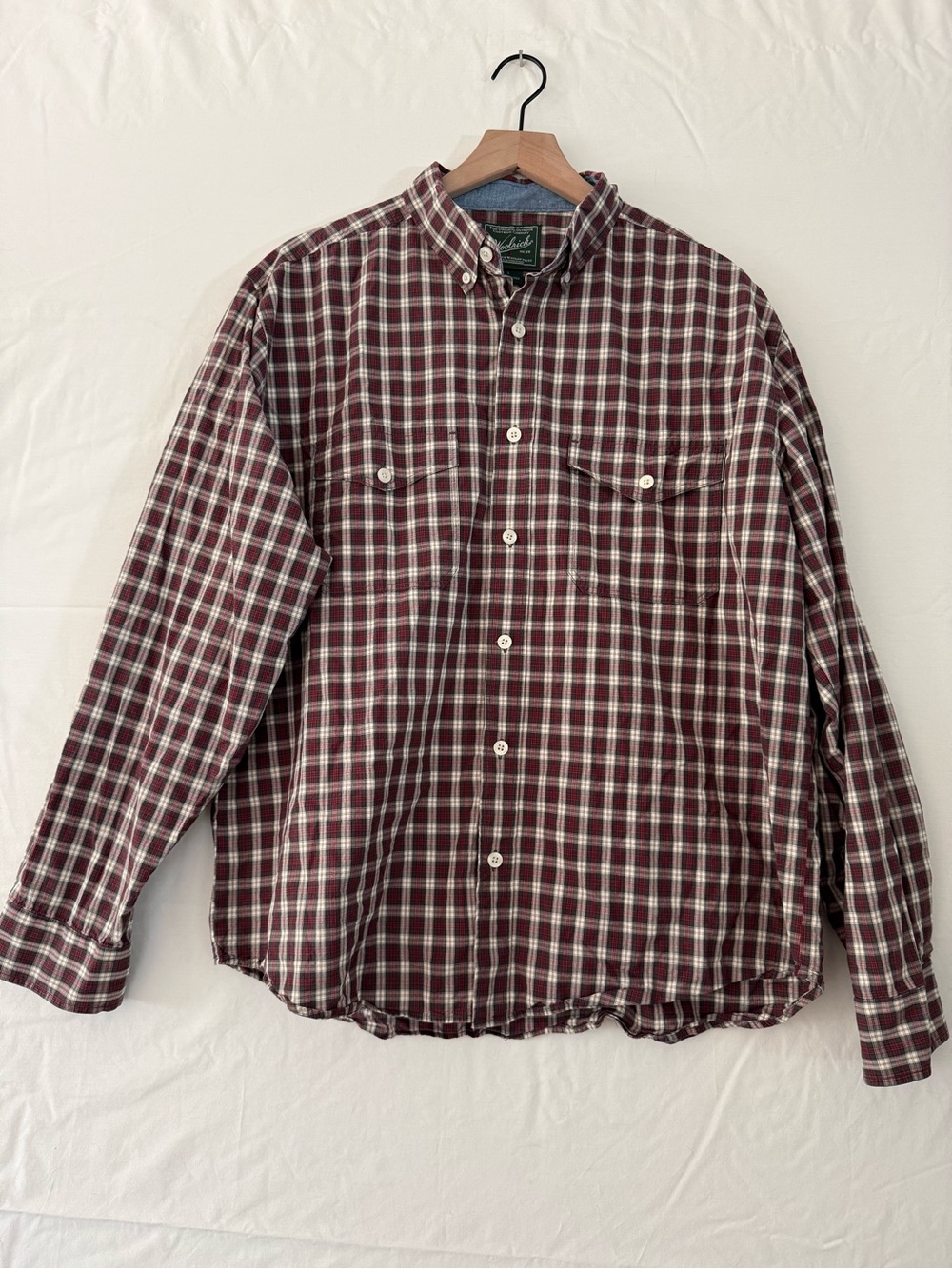 Woolrich Woolen Mills Men’s L Plaid Button Down Shirt Red Brown Heritage